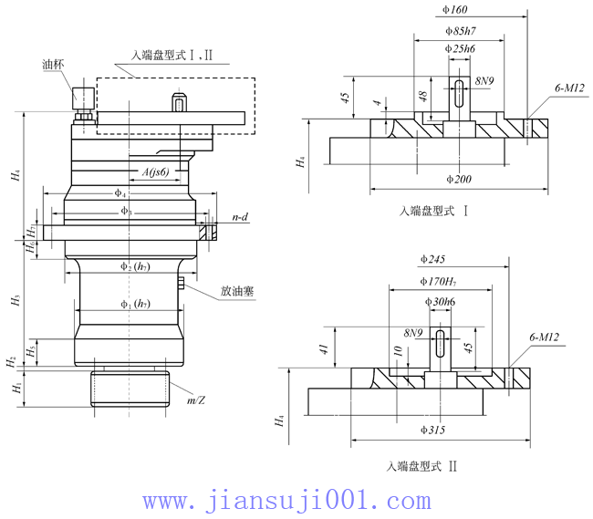 XJL-25、XJL-40、XJL-63、XJL-80、XJL-100、XJL-160、XJL-250行星齒輪減速機(jī)外型及安裝尺寸